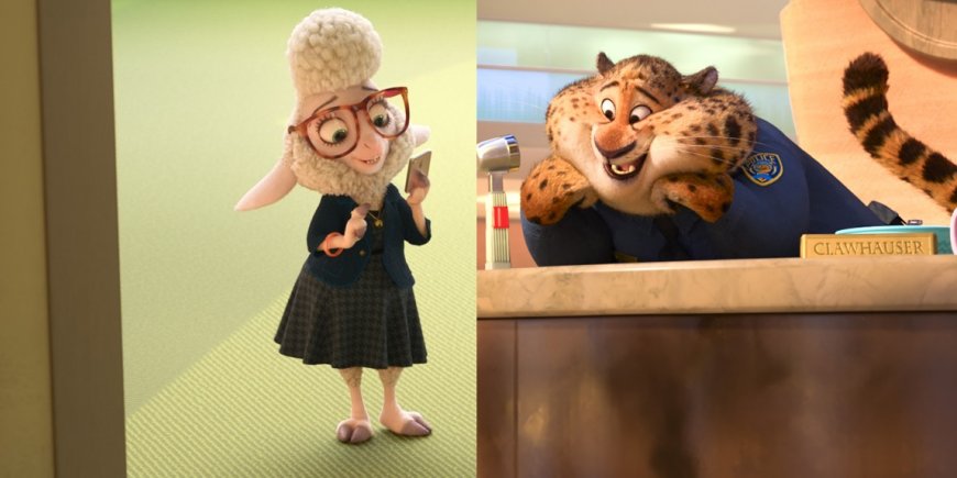 L'adjointe au maire Bellwether et Benjamin Clauwhauser dans le film d'animation Zootopie