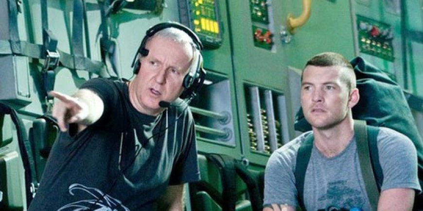 James Cameron et Sam Worthington sur le tournage d'