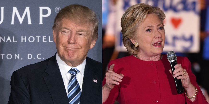Donald Trump lors de la cérémonie d'ouverture d'un hôtel à son nom à Washington, le 26 octobre 2016 et Hillary Clinton lors d'un meeting à Coconut Creek en Floride, le 25 octobre 2016.