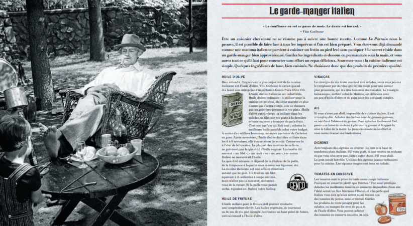 "Le Parrain : le livre de cuisine de la Famille Corleone" (Éditions Panini Books) "Le Parrain : le livre de cuisine de la Famille Corleone" (Éditions Panini Books)