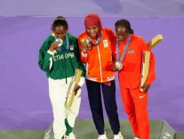 Le podium du marathon féminin Le podium du marathon féminin