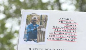 Paris: hommage familial et syndical à l'ouvrier décédé sur un chantier des JO