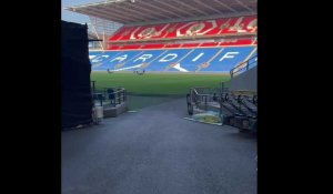 Les Diables rouges à l'entraînement au Cardiff City Stadium