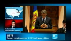 Libye : Sarkozy veut proposer à l'UE des frappes ciblées en Libye