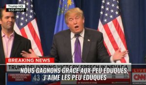 Trump : "Nous gagnons avec les peu éduqués, je les aime"