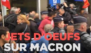 Macron reçoit des jets d'oeufs à Montreuil