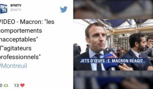 Montreuil : Emmanuel Macron accueilli par des jets d'oeufs