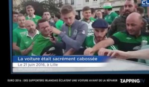 Euro 2016 : Des supporters irlandais explosent une voiture, avant de la réparer (Vidéo)