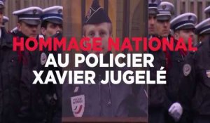 Macron et Le Pen avec Hollande pour l'hommage national au policier tué