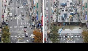 Japon: l'avenue effondrée rouverte en un temps record
