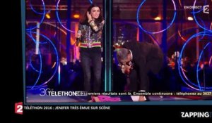 Téléthon 2016 : Jenifer très émue, elle finit en larmes sur scène avec Nagui (Vidéo)