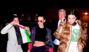 Une fille avec un drapeau palestinien se précipite sur Bella Hadid