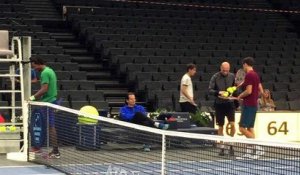 ATP - BNPPM - Gaël Monfils et son nouveau coach Mikael Tillstrom à l'entraînement à Bercy