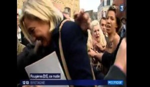 Des Femen interpellent Marine Le Pen en Bretagne