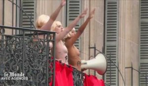 Les Femen perturbent le 1er mai de Marine Le Pen