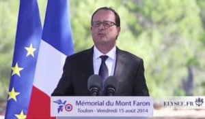 Au Mont Faron, Hollande exalte le passé glorieux de la libération de la France