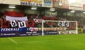 Mouscron: Tifo des supporters du RMP avant le match contre l'UR La Louvière Centre