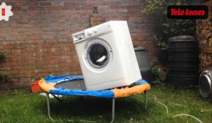 Le Zapping du Web. Insolite : Une machine à laver... Sur un trampoline !