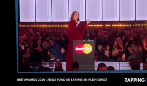 Brit Awards 2016 : Récompensée depuis l'espace, Adele fond en larmes en plein direct (Vidéo)