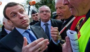 Emmanuel Macron chahuté par des syndicalistes