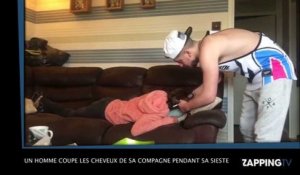 Un homme coupe les cheveux de sa compagne pendant sa sieste ! (Vidéo)