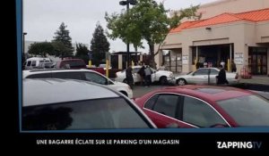 Une bagarre éclate sur le parking d'un magasin, les images impressionnantes (Vidéo)