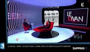 Le Divan : Marc-Olivier Fogiel tombe dans les bras de Juliette Binoche, fou rire sur le plateau ! (Vidéo)