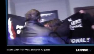 Marine Le Pen se fait chahuter par des manifestants au Québec (Vidéo)