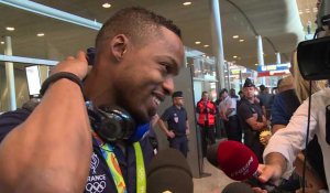 JO 2016 - Athlétisme: interview de Dimitri Bascou lors de son arrivée à Paris
