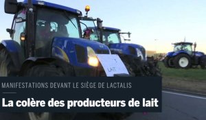 Les producteurs de lait en colère manifestent devant le siège de Lactalis