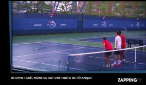 US Open : Gaël Monfils improvise une partie de pétanque sur un court inondé, la vidéo insolite ! (Vidéo)