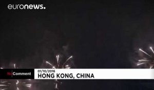 Chine : feux d'artifice à Hong-Kong pour la Fête nationale chinoise