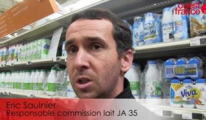 Rennes : les producteurs laitiers vérifient les étiquettes au Géant