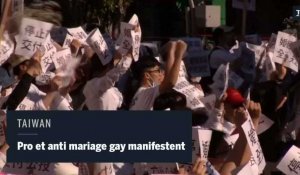 A Taïwan, pro et anti-mariage pour tous manifestent autour du Parlement