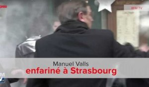 Manuel Valls enfariné à Strasbourg