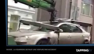 Russie : La fourrière détruit une voiture par accident, les images chocs !