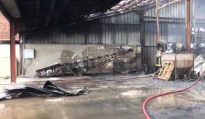 Incendie à  la ferme du Ribourdon à Villeneuve-Saint-Vistre-et-Villevotte