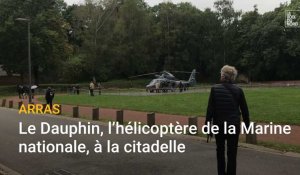 Arras : le Dauphin, l'hélicoptère de la Marine nationale, à la citadelle