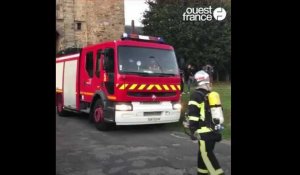 Les pompiers de Châteaubriant en plein entraînement au château