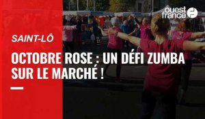 VIDÉO. Pour Octobre rose, la Ligue contre le cancer danse la zumba sur le marché de Saint-Lô