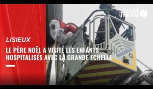 VIDÉO. À Lisieux, le Père Noël a visité les enfants hospitalisés avec la grande échelle
