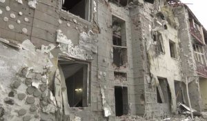 Ukraine : Un immeuble en ruines après une frappe russe à Kharkiv