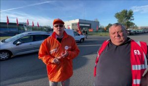 Grève des chauffeurs et des mécaniciens du transporteur Thys à Bierne