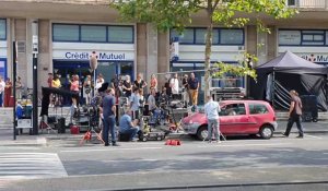 Le Havre. Tournage du film de Jean-Pierre Améris avec Louane et Michel Blanc