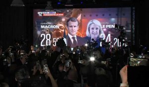 Présidentielle: cris de joie chez Marine Le Pen à l'annonce de sa qualification au second tour