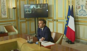 Emmanuel Macron participe à une visioconférence sur la guerre en Ukraine