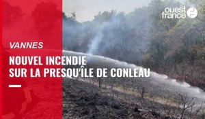 VIDÉO. À Vannes, un nouvel incendie sur la presqu'île de Conleau, 60 pompiers mobilisés