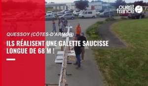 VIDÉO. À Quessoy, ils réalisent une galette saucisse de 68 m et battent la Mayenne !