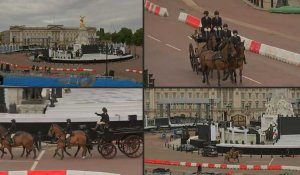 Images devant le palais de Buckingham avant les célébrations du jubilé de platine d'Elizabeth II
