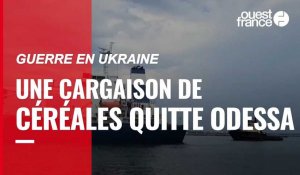 VIDÉO. En Ukraine, le premier navire chargé de céréales quitte le port d'Odessa